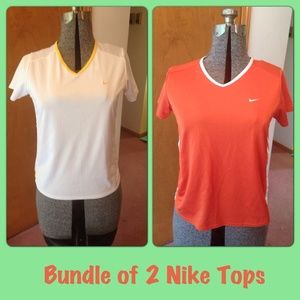 Set of 2 Medium Nike Shirts Orange White & Yellow